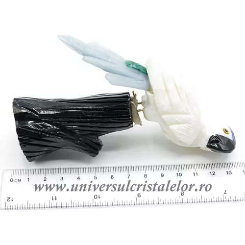 Figurina aragonit papagal m1