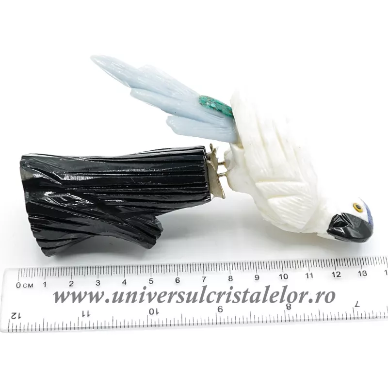 Figurina aragonit papagal m1