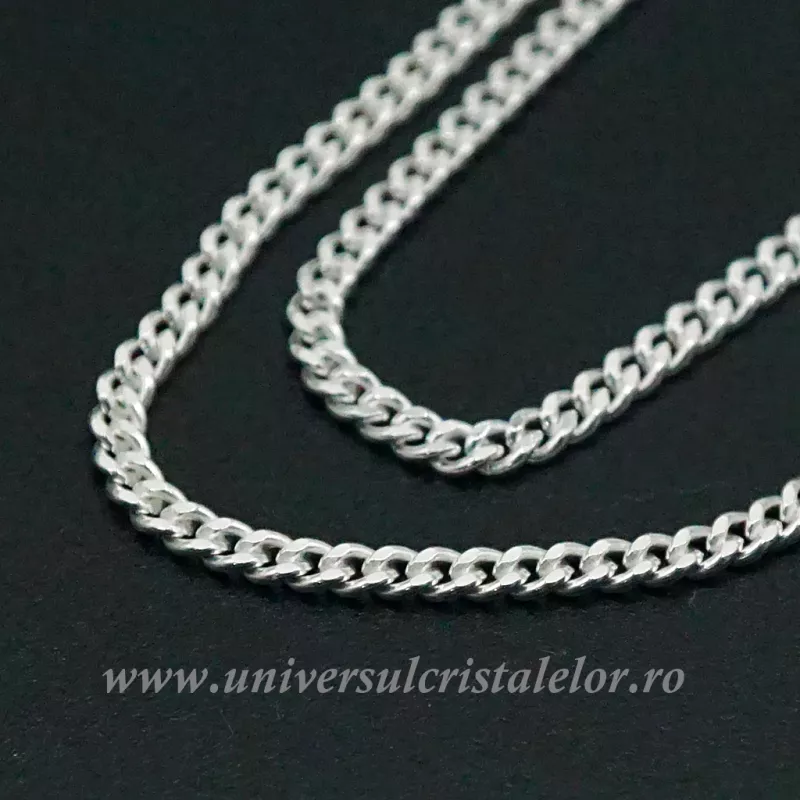 Lantisor Argint model cuban subtire m1- 55cm