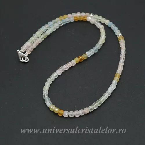 Colier mixt beril rotund - 4.3 mm