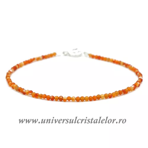 Bratara carneol rotund fatetat - 2 mm