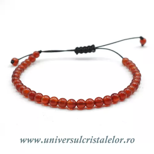 Bratara carneol rotund - 4 mm cu snur reglabil Bratara carneol rotund - 4 mm cu snur reglabil