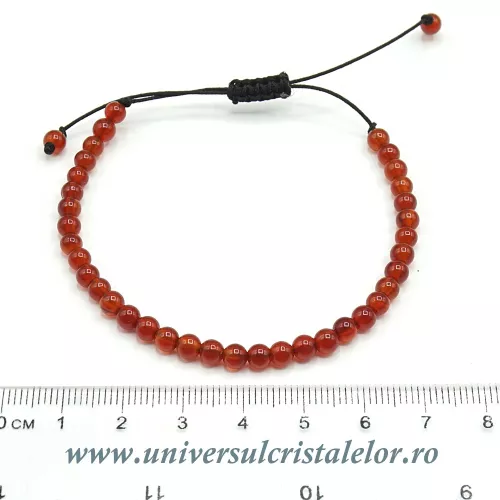 Bratara carneol rotund - 4 mm cu snur reglabil Bratara carneol rotund - 4 mm cu snur reglabil