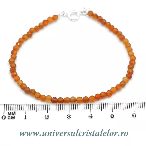 Bratara carneol rotund fatetat - 3 mm Bratara carneol rotund fatetat - 3 mm