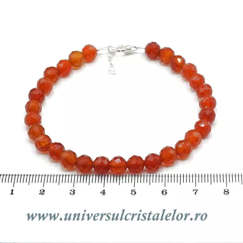 Bratara carneol rotund fatetat - 6.2 mm Bratara carneol rotund fatetat - 6.2 mm
