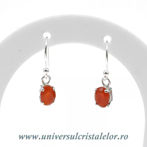 Cercei carneol oval fatetat- 5,5/7 mm  Cercei carneol oval fatetat- 5,5/7 mm