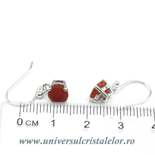 Cercei carneol rotund fatetat - 6 mm  Cercei carneol rotund fatetat - 6 mm