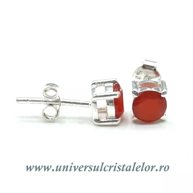 Cercei carneol rotund fatetat tip surub (studs) Cercei carneol rotund fatetat tip surub (studs)
