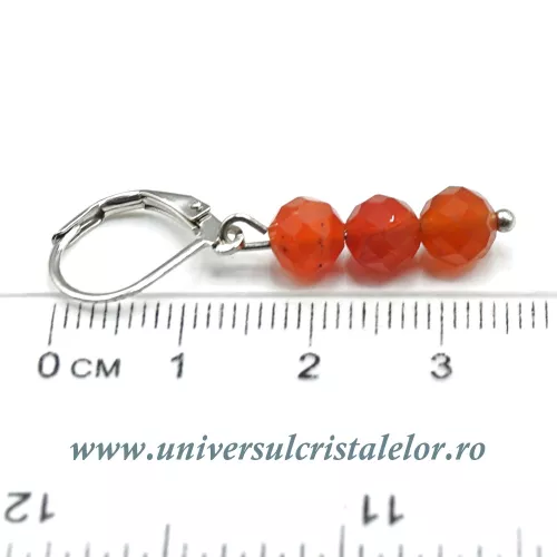 Cercei carneol rotund fatetat - 6 mm  Cercei carneol rotund fatetat - 6 mm