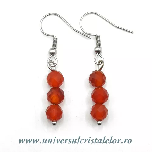 Cercei carneol rotund fatetat - 6 mm 