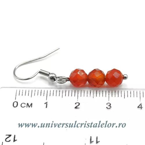 Cercei carneol rotund fatetat - 6 mm 