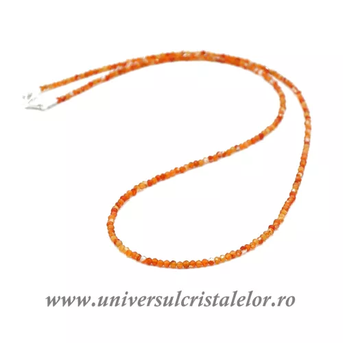 Colier carneol rotund fatetat - 2 mm