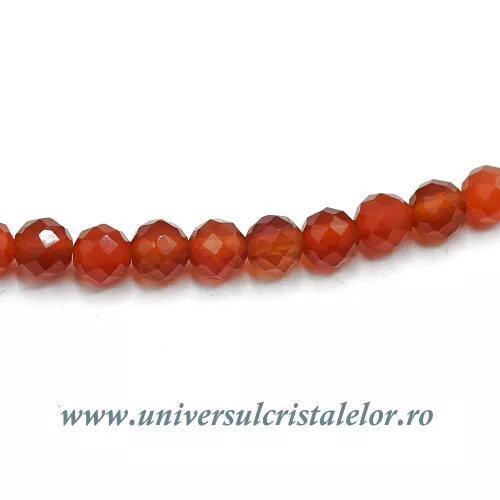 Colier carneol rotund fatetat - 6,2 mm Colier carneol rotund fatetat - 6,2 mm