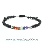 Bratara chakre cu lava vulcanica rotunda - 4 mm cu snur reglabil Bratara chakre cu lava vulcanica rotunda - 4 mm cu snur reglabil