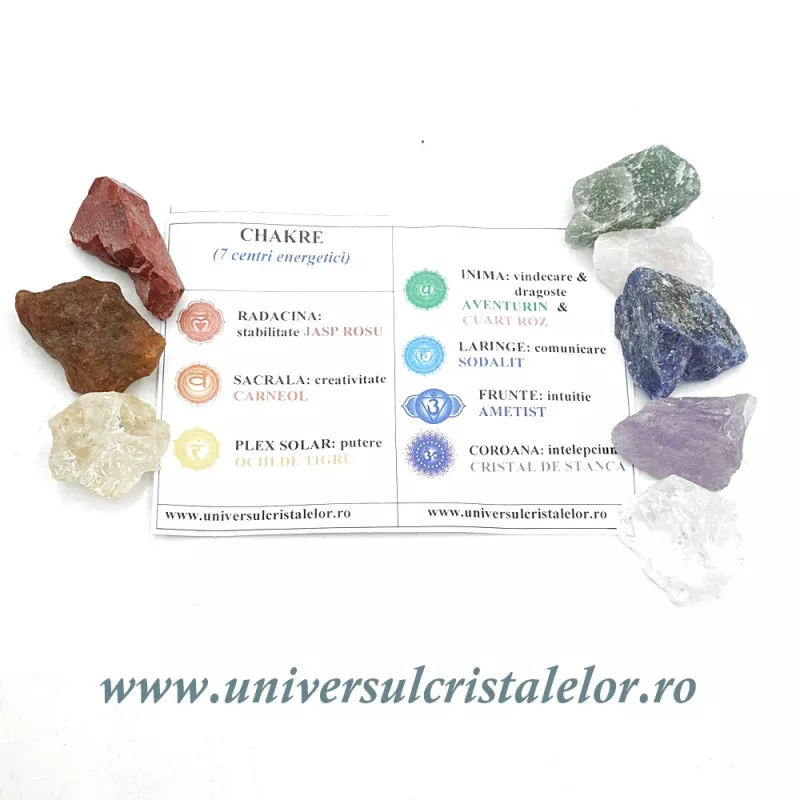 Chakre set 8 cristale neslefuite Chakre set 8 cristale neslefuite