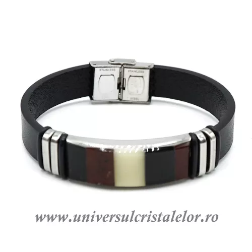 Bratara chihlimbar cu piele naturala