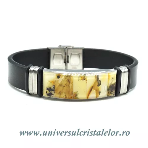 Bratara chihlimbar cu piele naturala Bratara chihlimbar cu piele naturala