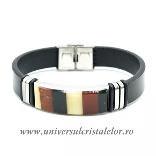 Bratara chihlimbar cu piele naturala