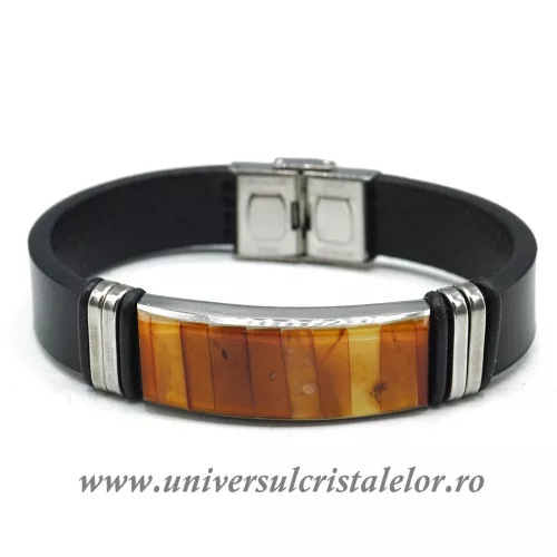 Bratara chihlimbar cu piele naturala Bratara chihlimbar cu piele naturala