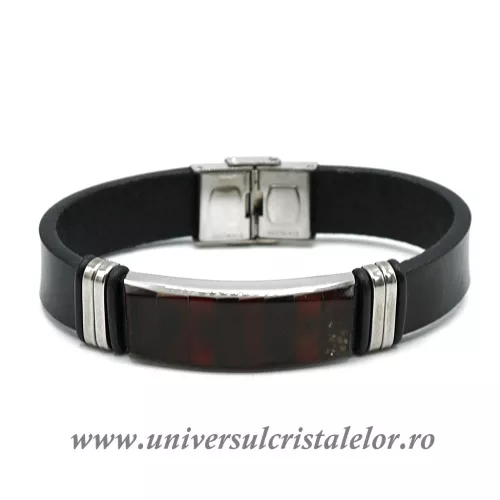 Bratara chihlimbar cu piele naturala