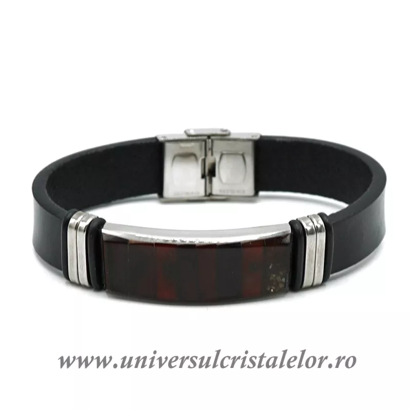 Bratara chihlimbar cu piele naturala