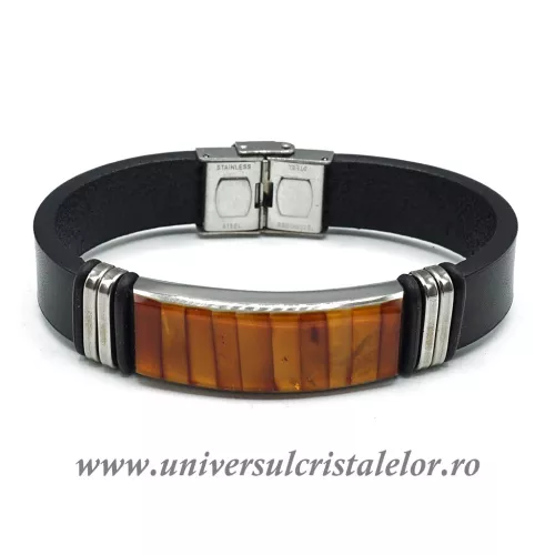 Bratara chihlimbar cu piele naturala Bratara chihlimbar cu piele naturala