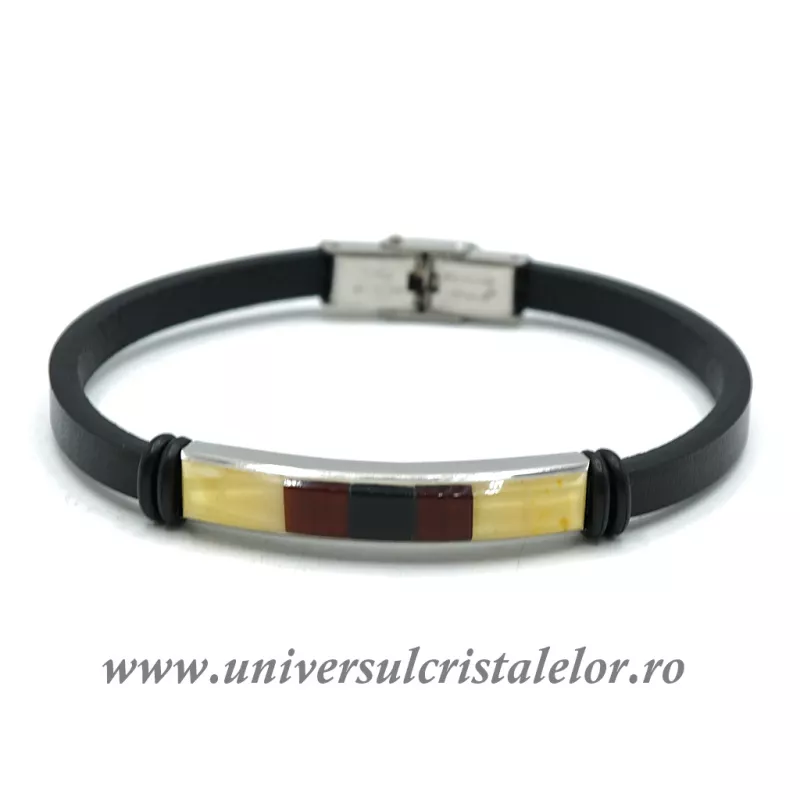 Bratara chihlimbar cu piele naturala