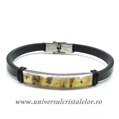 Bratara chihlimbar cu piele naturala Bratara chihlimbar cu piele naturala