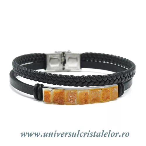 Bratara chihlimbar cu piele naturala Bratara chihlimbar cu piele naturala