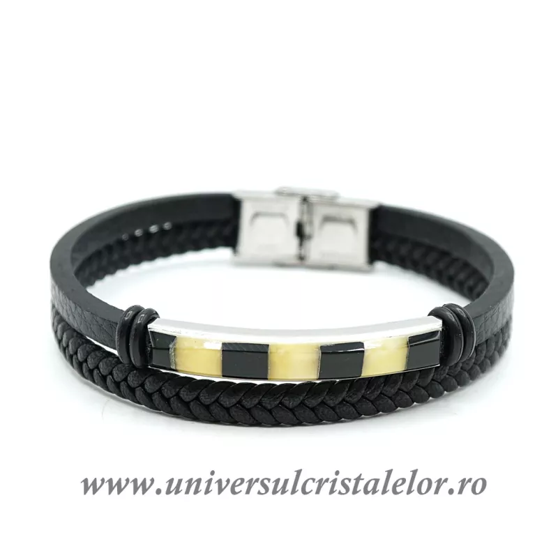 Bratara chihlimbar cu piele naturala