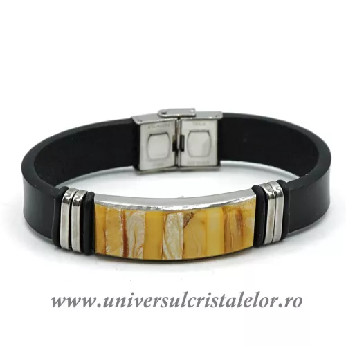 Bratara chihlimbar cu piele naturala