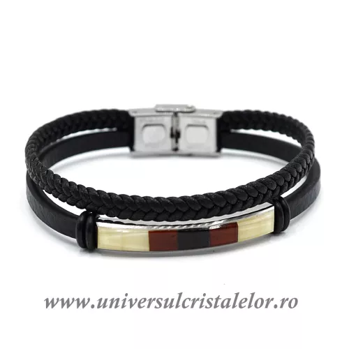Bratara chihlimbar cu piele naturala