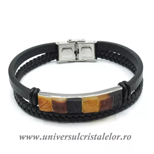 Bratara chihlimbar cu piele naturala Bratara chihlimbar cu piele naturala