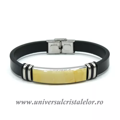 Bratara chihlimbar cu piele naturala