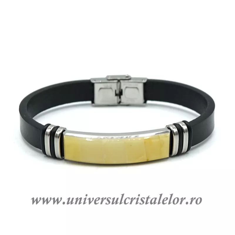 Bratara chihlimbar cu piele naturala