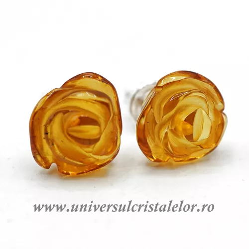 Cercei chihlimbar trandafiri