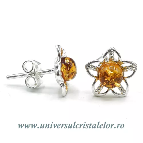 Cercei chihlimbar floare tip surub (studs) Cercei chihlimbar floare tip surub (studs)