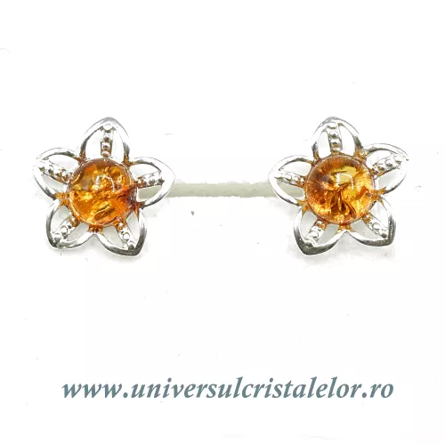 Cercei chihlimbar floare tip surub (studs) Cercei chihlimbar floare tip surub (studs)
