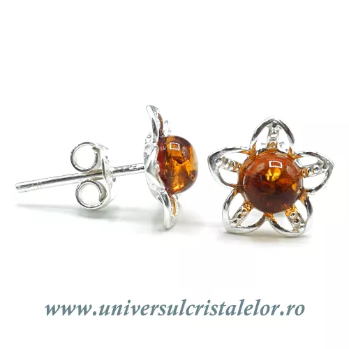 Cercei chihlimbar floare tip surub (studs) Cercei chihlimbar floare tip surub (studs)