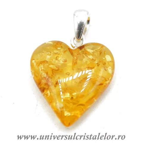 Pandantiv chihlimbar inima