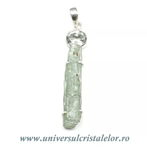 Pandantiv cianit si ametist verde unicat m02 Pandantiv cianit si ametist verde unicat m02