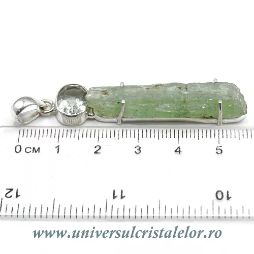 Pandantiv cianit si ametist verde unicat m02 Pandantiv cianit si ametist verde unicat m02