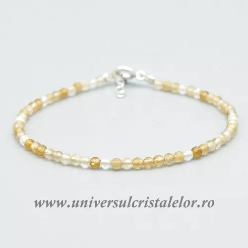 Bratara citrin rotund fatetat - 3mm