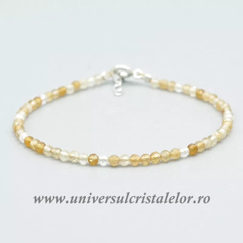 Bratara citrin rotund fatetat - 3mm