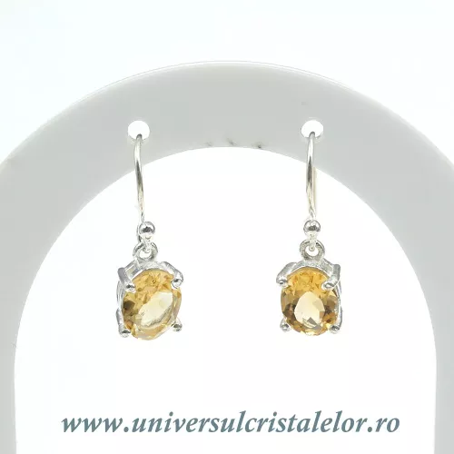 Cercei citrin oval fatetata- 7,5/9mm