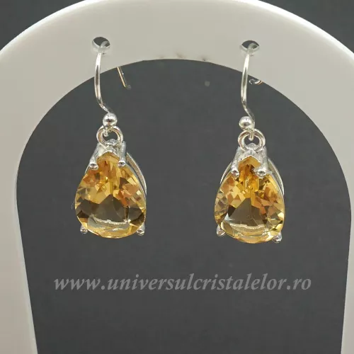 Cercei citrin lacrima fatetata 10/14 mm