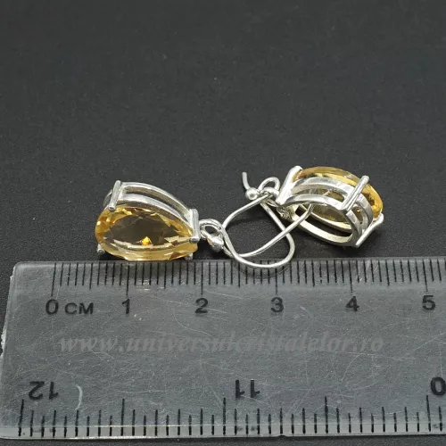 Cercei citrin lacrima fatetata 10/14 mm