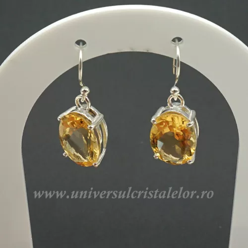 Cercei citrin oval fatetat 10/14 mm Cercei citrin oval fatetat 10/14 mm
