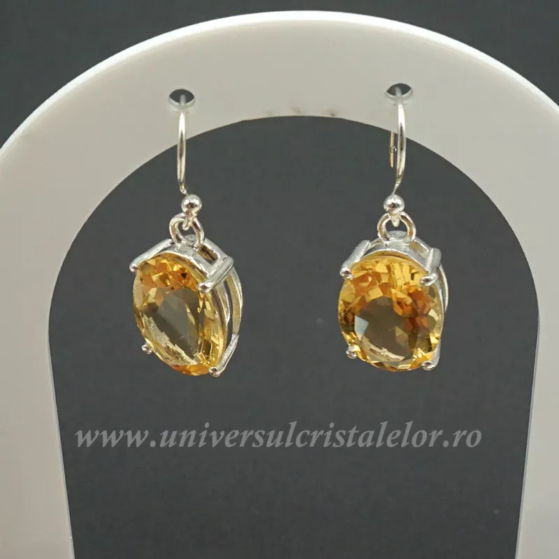 Cercei citrin oval fatetat 10/14 mm Cercei citrin oval fatetat 10/14 mm