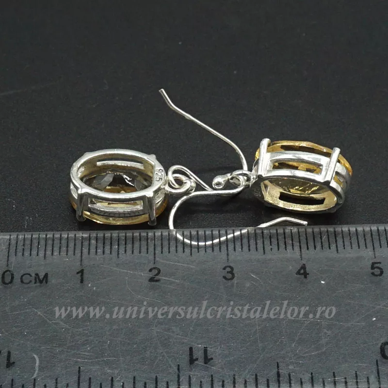 Cercei citrin oval fatetat 10/14 mm Cercei citrin oval fatetat 10/14 mm